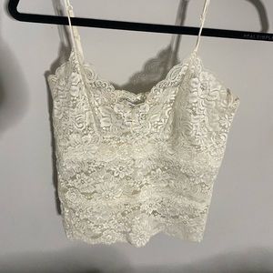 white cropped cami laced shirt